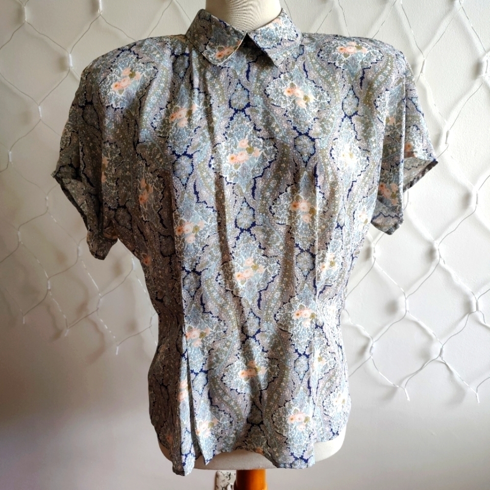 Vintage Floral Blouse • by Worthington • Shoulder Pads • Size 12